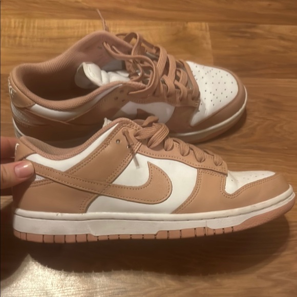 Nike Shoes - Nike Low-Top Dunks in Pink and White worn a little bit. Size 9 Great condition